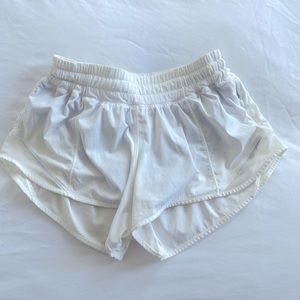 White Lululemon workout shorts